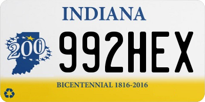 IN license plate 992HEX