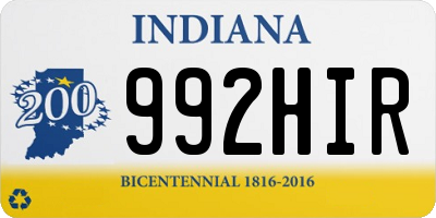 IN license plate 992HIR