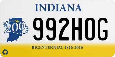 IN license plate 992HOG