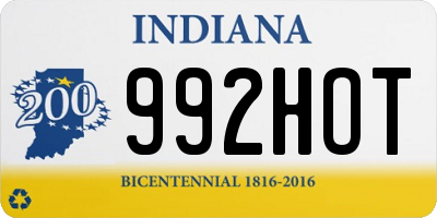 IN license plate 992HOT