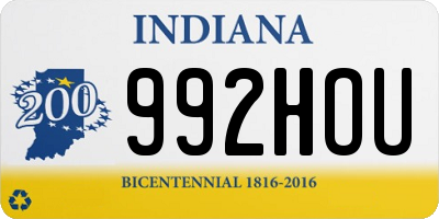 IN license plate 992HOU