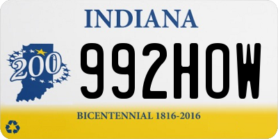 IN license plate 992HOW