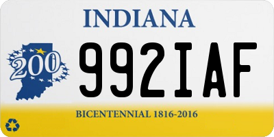 IN license plate 992IAF