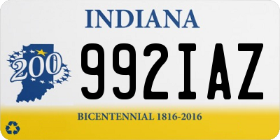 IN license plate 992IAZ