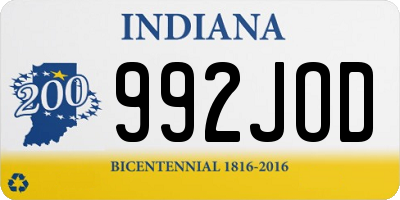 IN license plate 992JOD