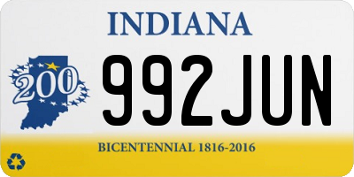 IN license plate 992JUN