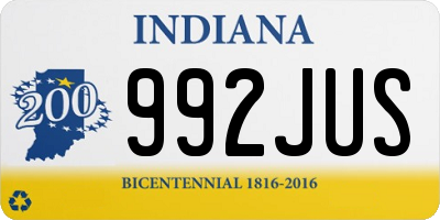 IN license plate 992JUS