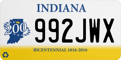 IN license plate 992JWX