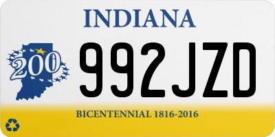 IN license plate 992JZD