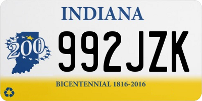 IN license plate 992JZK