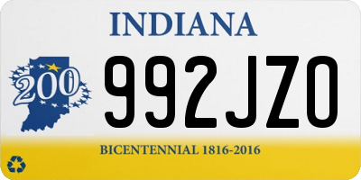 IN license plate 992JZO