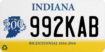 IN license plate 992KAB