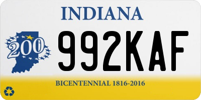 IN license plate 992KAF