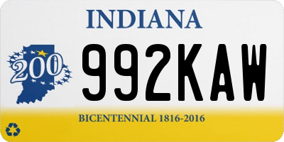 IN license plate 992KAW