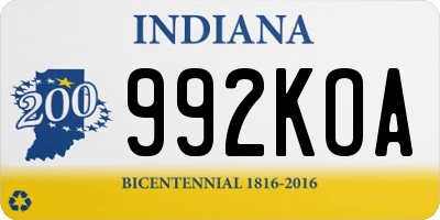 IN license plate 992KOA