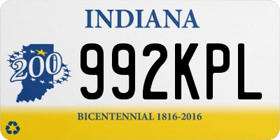 IN license plate 992KPL