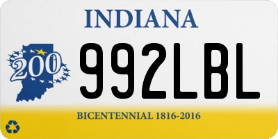 IN license plate 992LBL