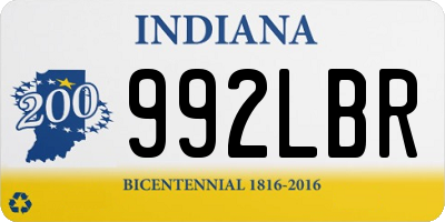 IN license plate 992LBR