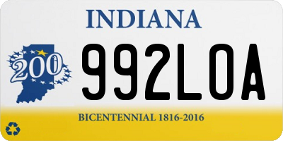 IN license plate 992LOA