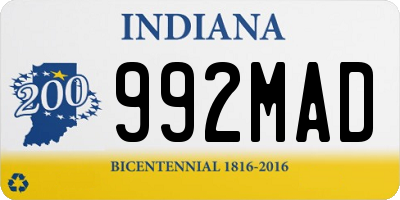 IN license plate 992MAD