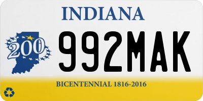 IN license plate 992MAK