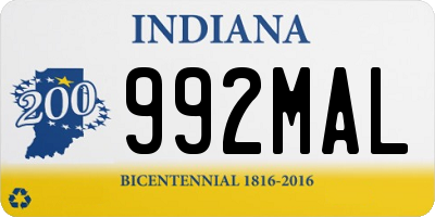 IN license plate 992MAL