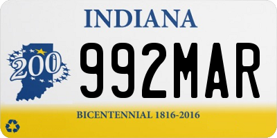 IN license plate 992MAR