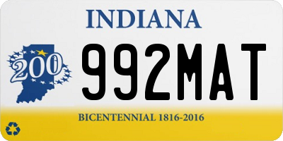 IN license plate 992MAT