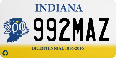 IN license plate 992MAZ