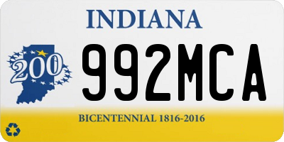 IN license plate 992MCA