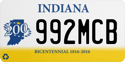 IN license plate 992MCB