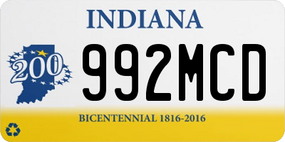 IN license plate 992MCD