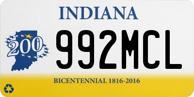 IN license plate 992MCL