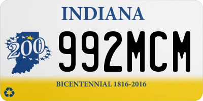 IN license plate 992MCM