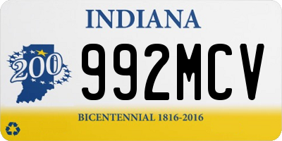 IN license plate 992MCV