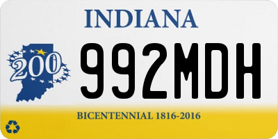 IN license plate 992MDH