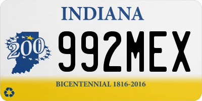 IN license plate 992MEX