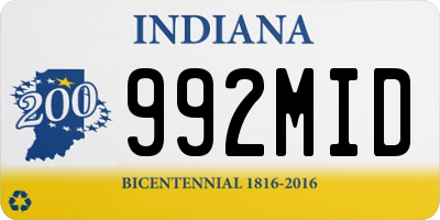 IN license plate 992MID