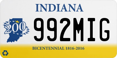 IN license plate 992MIG