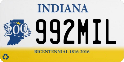 IN license plate 992MIL