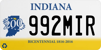 IN license plate 992MIR