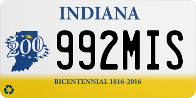 IN license plate 992MIS