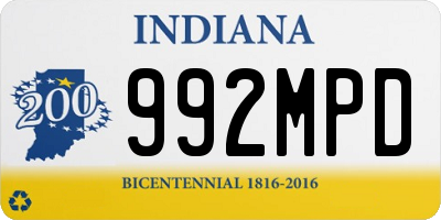 IN license plate 992MPD