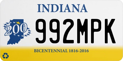 IN license plate 992MPK