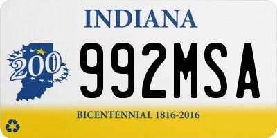 IN license plate 992MSA