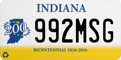 IN license plate 992MSG