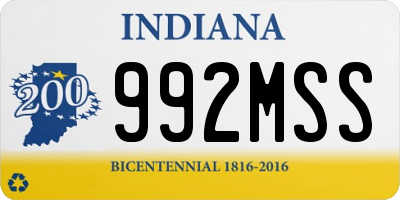 IN license plate 992MSS