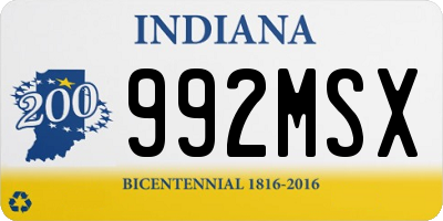 IN license plate 992MSX