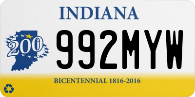 IN license plate 992MYW