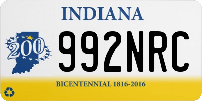 IN license plate 992NRC